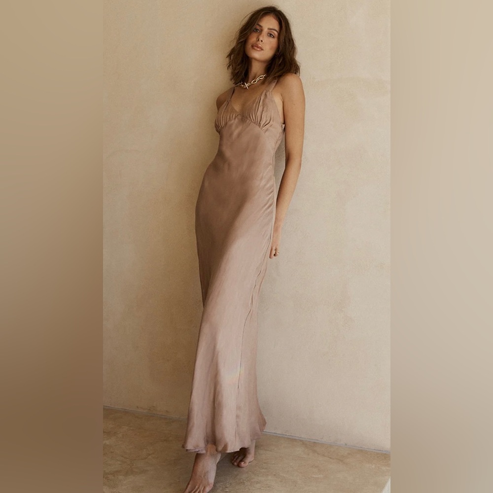 NWT Dissh Wren Slip Midi Dress (Mushroom, US 6 / AU 10)
